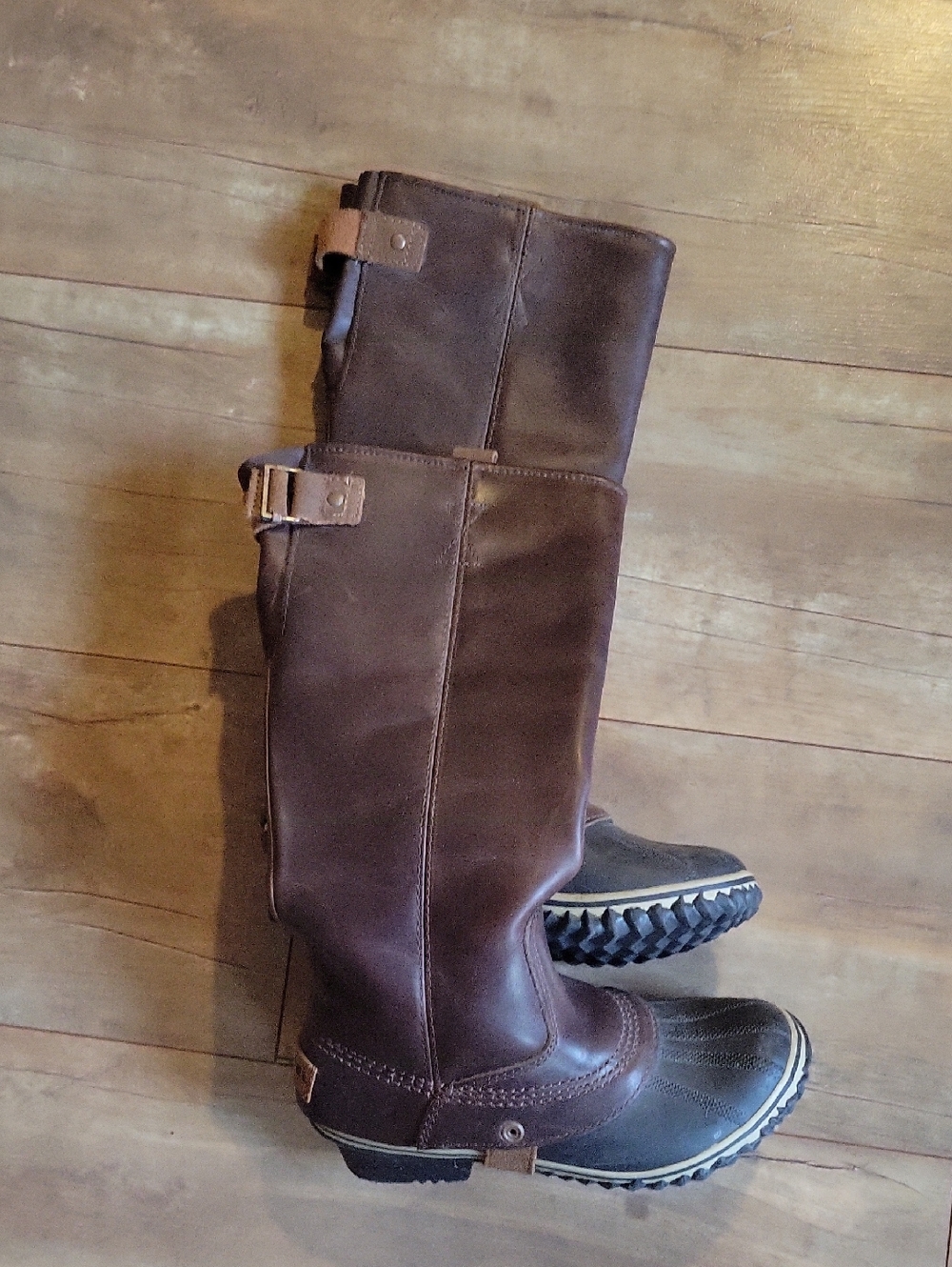 SOREL Women’s Tall Brown Leather Duck Boots - Picture 3 of 10